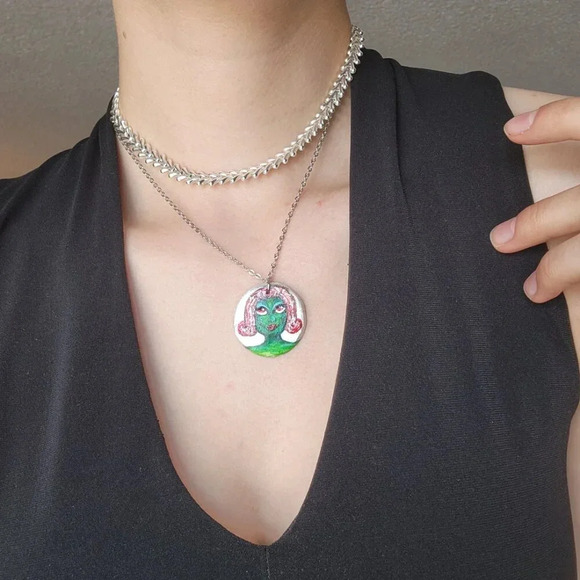 Wicked Witch necklace ✦ unique gothic witch pendant on a dainty silver chain ✦ - Picture 2 of 10